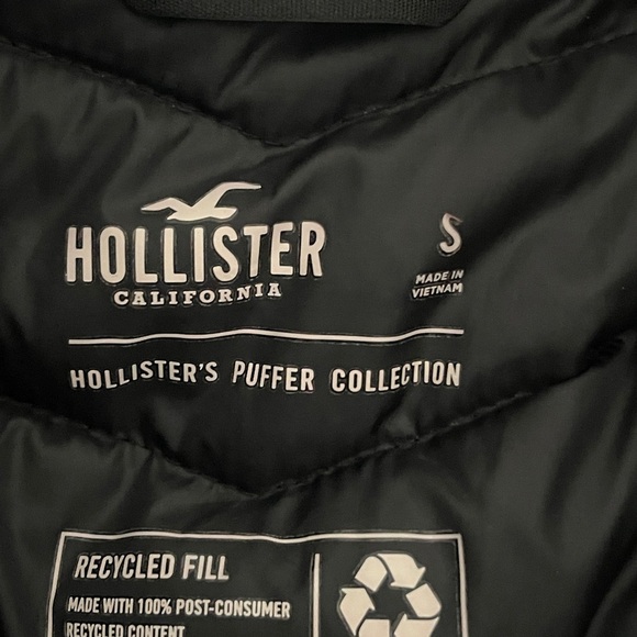 HOLLISTER Men's Black Puffer Collection zip up with hood size Small - Picture 5 of 7